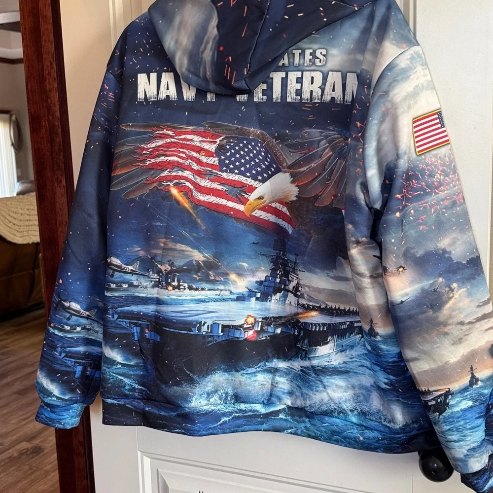 United States Navy Veteran Jacket, fleece lined.  XL, Excellent  Condition. Nice